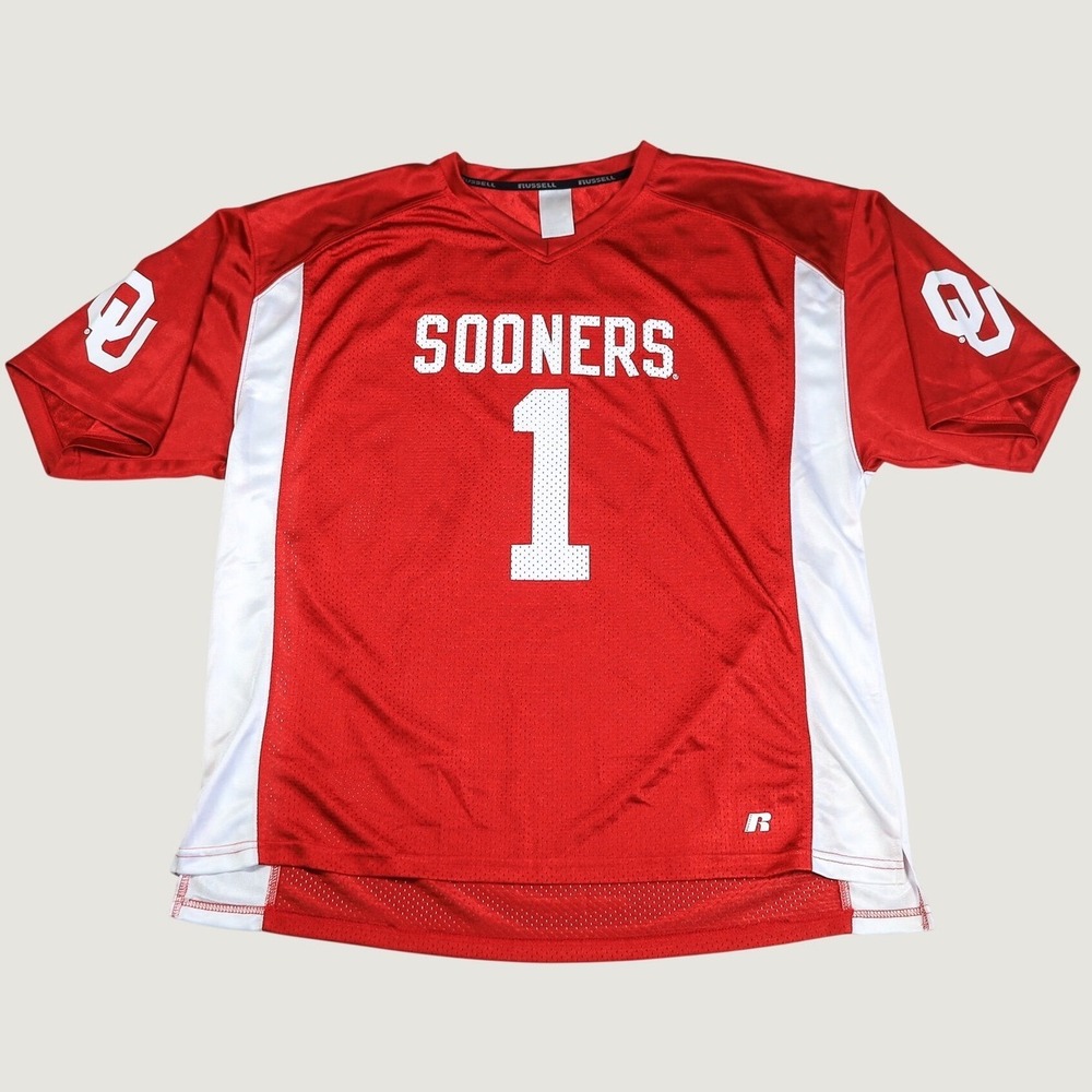 Vintage Russell Oklahoma Sooners FootballJersey XL Red 1 Mesh College Sportswear